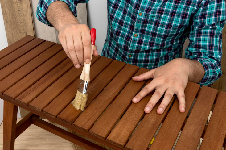 man Polishing Wooden Furniture at Home