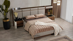 Braga Bedroom Set With King Size Bed Dresser Wardrobe And Side Tables