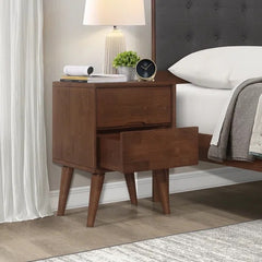 Lagos Walnut Bed Set with Dresser and Side Tables