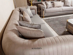 Manama Modern Textured Velvet Upholstered Sofa 3 Seater