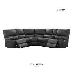 Florida Leatherette L-Shaped Sofa With Two Recliner Seats