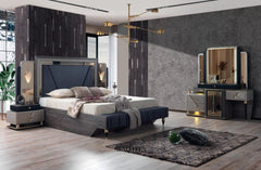 Dortmund Bedroom Set With King Size Bed Dresser Wardrobe And Side Tables