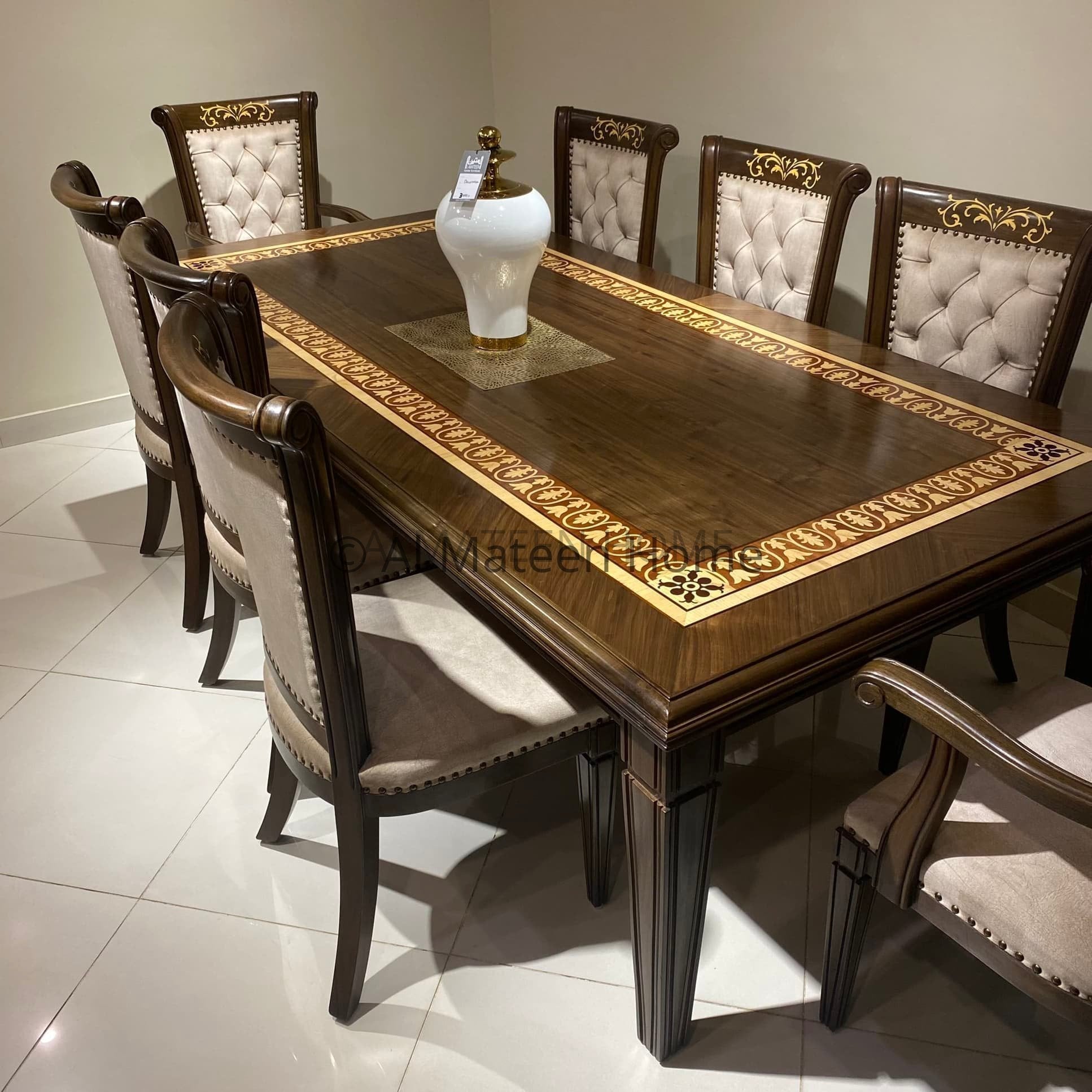 walnut-wood-dining-table-set-with-8-chairs-arh-200-7- AL Mateen Home